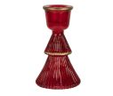 Voir la slide Chandelier Noël verre rouge brillant forme sapin deux étages côtelés anneau doré coupe bougie H10cm - Lilosquare