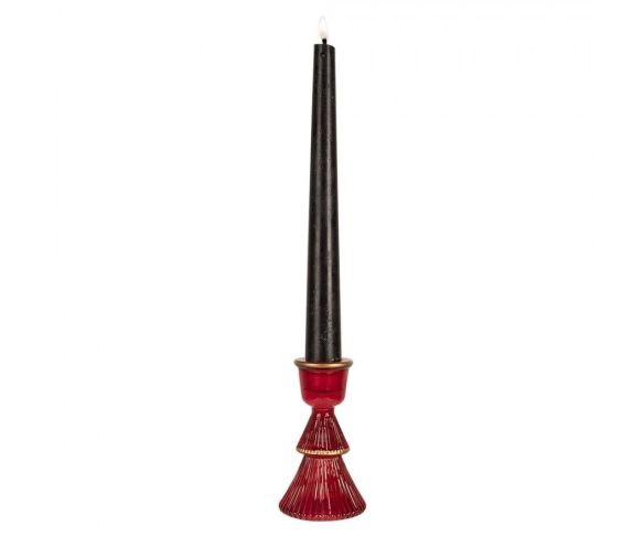 Chandelier Noël verre rouge brillant forme sapin deux étages côtelés anneau doré coupe bougie H10cm - Lilosquare