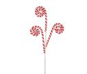 Voir la slide Branche décorative Noël trois sucres d'orge en spirale rouge et blanc floqués tige blanche H66cm