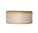 Voir la slide Ruban Noël fil de fer tissu beige doré scintillant bordures dorées métalliques largeur 4,5cm rouleau 9 mètres
