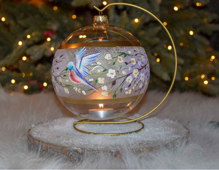 Photophore colibri verre soufflé D15cm