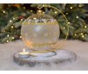 See slide Grande boule de Noël photophore en verre soufflé décor doré avec des perles.