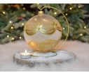 Voir la slide Photophore boule de Noël verre soufflé décor doré chic guirlandes fleurs support doré D15cm
