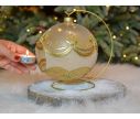 Voir la slide Photophore boule de Noël verre soufflé décor doré chic guirlandes fleurs support doré D15cm