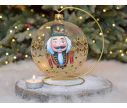 Voir la slide Photophore boule de Noël en verre soufflé peint main casse-noisette motifs dorés D15cm