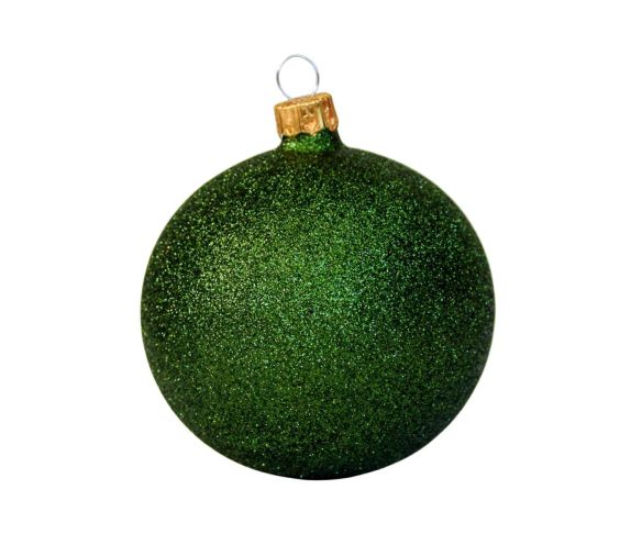 Boule de Noël verte entièrement pailletée verre D8cm