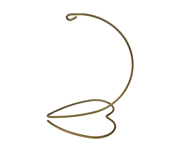 Support boule de Noël métal doré courbé base coeur H20cm