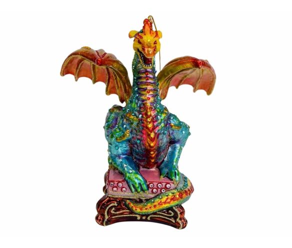 Suspension en verre soufflé soufflé haut de gamme en forme de dragon serti de 180 cristaux en verre

Hauteur : 18cm