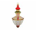 Voir la slide Goutte Noël évasée verre soufflé blanc rouge or col resserré décor losanges cristaux Preciosa vintage H12cm - Lilosquare