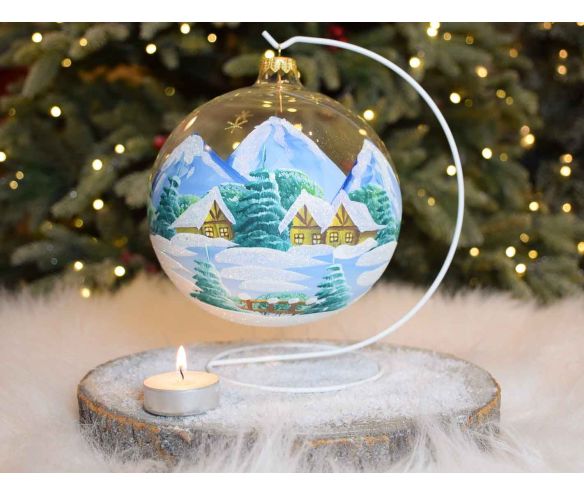 Photophore de Noël montagnes bleues D15cm