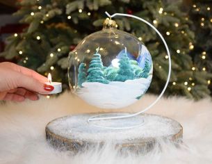 Photophore de Noël montagnes bleues D15cm