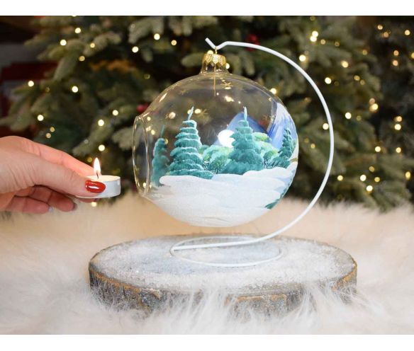 Photophore de Noël montagnes bleues D15cm