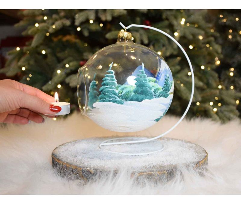 Photophore de Noël montagnes bleues D15cm