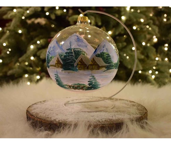 Photophore de Noël montagnes bleues D15cm