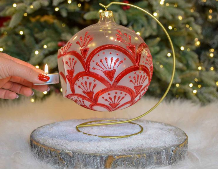 Photophore de Noël rouge arcades D15cm