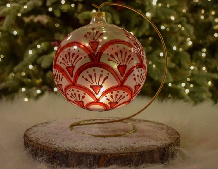Photophore de Noël rouge arcades D15cm
