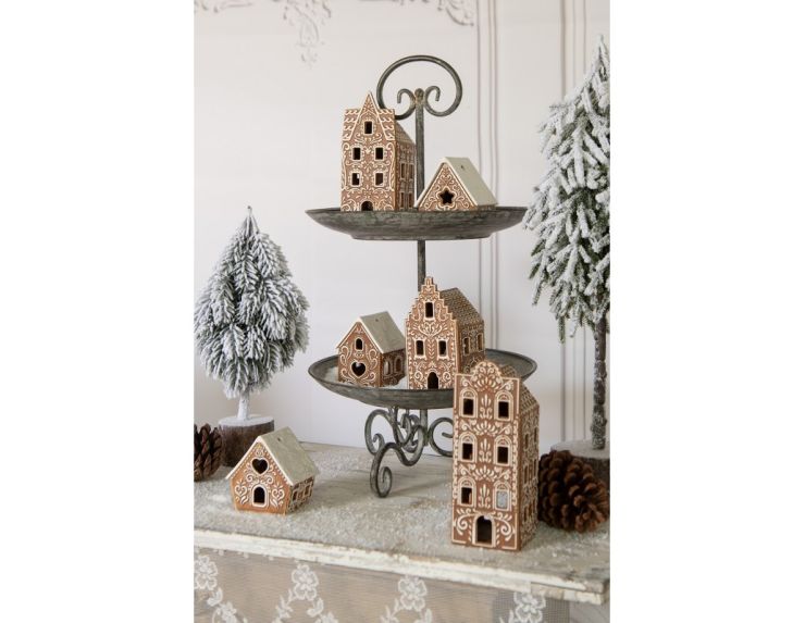 Bougeoir maison pain d'épices H17cmx7cm