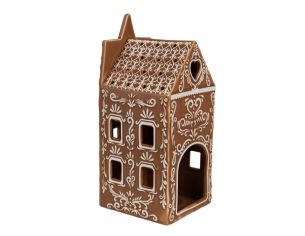 Bougeoir maison pain d'épices H17cmx7cm