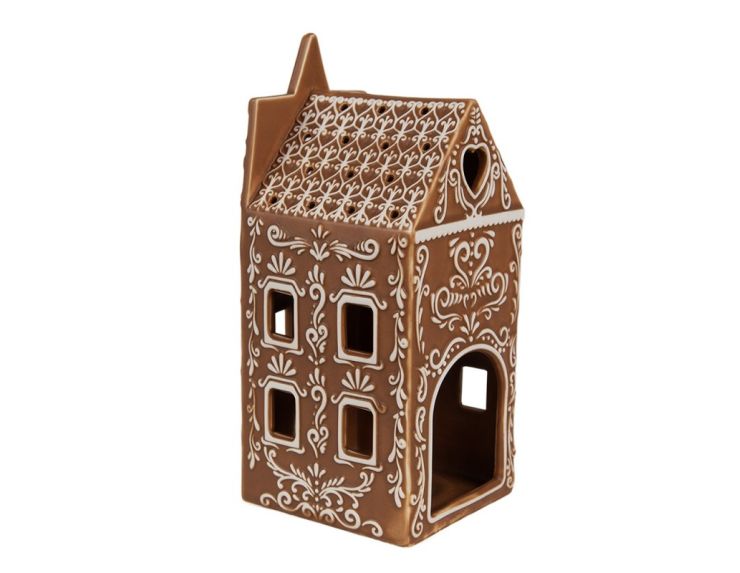 Bougeoir maison pain d'épices H17cmx7cm