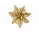 Voir la slide Fleur poinsettia artificielle entièrement dorée paillettes scintillantes multicouches pétales pointus D18cm