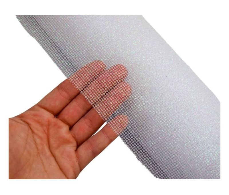 Rouleau tissu blanc irisé pailleté léger filet décoration Noël 29cm x 9m