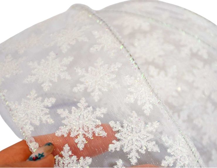 Ruban de Noël blanc flocons 9M