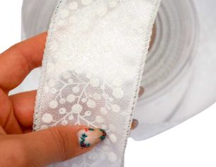 Ruban de Noël blanc hiver 9M