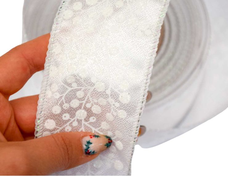 Ruban de Noël blanc hiver 9M