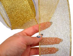 Ruban de Noël doré pailleté 9M