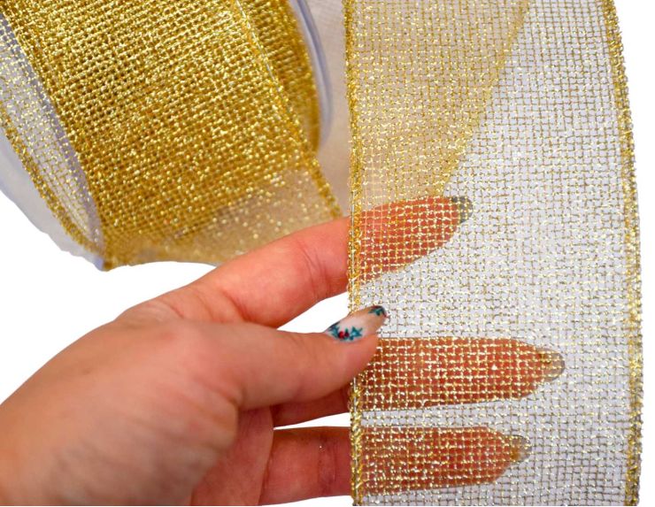 Ruban de Noël doré pailleté 9M