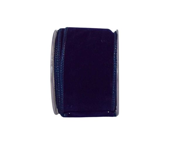 Ruban velours bleu foncé marine uni large lisière fil de fer bobine 7cm 9 mètres