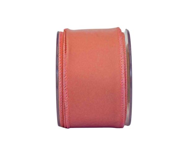 Ruban velours rose poudré uni large lisière fil de fer bobine 7cm 9 mètres