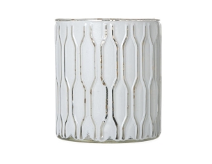 Bougeoir de style retro blanc et doré à l'intérieur. Hauteur 9cm