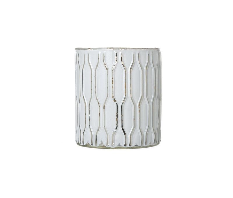 Bougeoir de style retro blanc et doré à l'intérieur. Hauteur 9cm