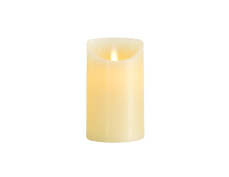 Bougie LED en cire avec timer couleur blanc cassé. Effet flamme réaliste. 12cm