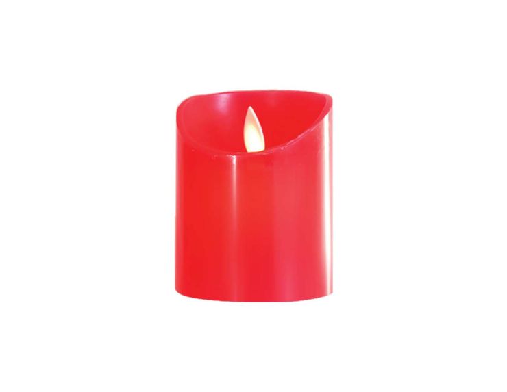 Bougie LED en cire avec timer rouge. Effet flamme réaliste. hauteur 10cm