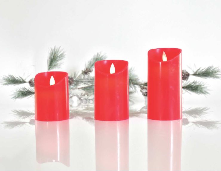 Bougie LED en cire avec timer rouge. Effet flamme réaliste