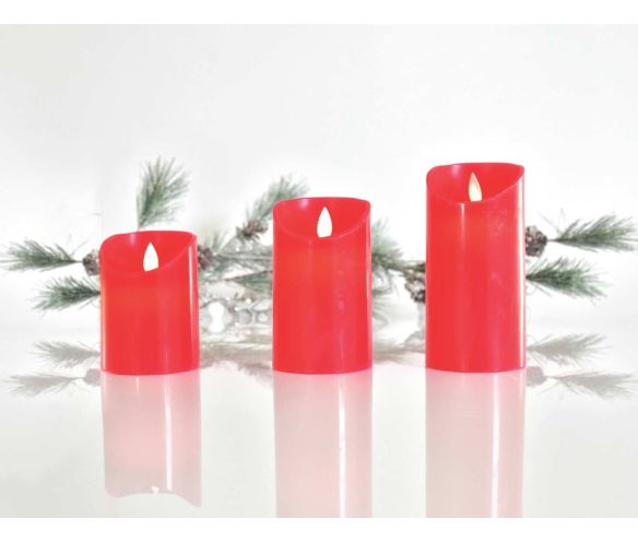 Bougie LED en cire avec timer rouge. Effet flamme réaliste