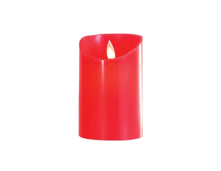 Bougie LED rouge en cire timer 7,5 x 12 cm