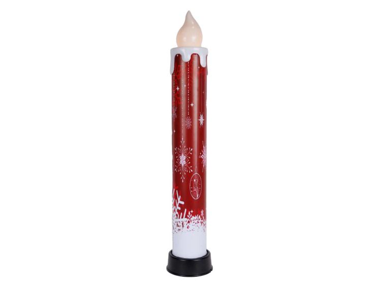 Grande bougie LED rouge flocon 14 x 82 cm