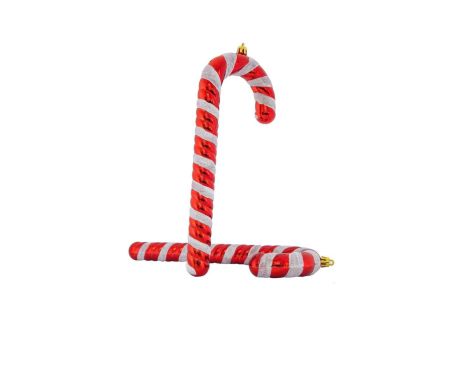 Set 2 sucres d’orge rouge et blanc plastique 26 cm