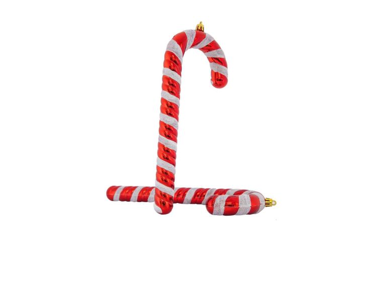 Set 2 sucres d’orge rouge et blanc plastique 26 cm