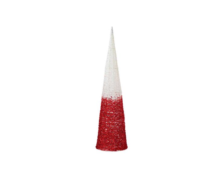 Cône décoratif rouge et blanc pailleté 20 x 80 cm
