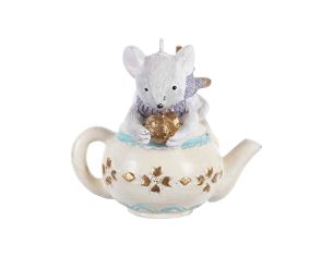 Suspension de Noël souris théière 6 cm