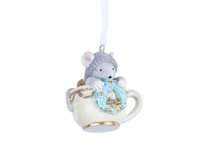 Suspension de Noël souris tasse 6 cm