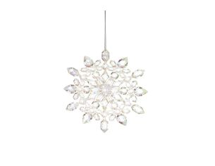 Suspension flocon de neige en acrylique irisé. Diamètre 12,7 cm. Reflets scintillants