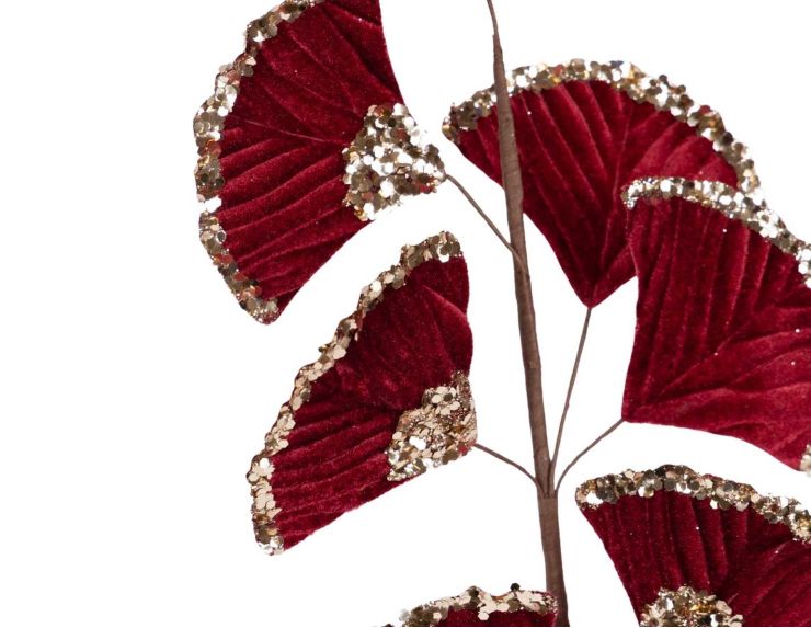 Branche ginkgo bordeaux champagne 65 cm