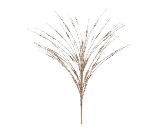 Tige décorative Noël herbe pampas multiples tiges fines pailletées champagne doré scintillant H61cm