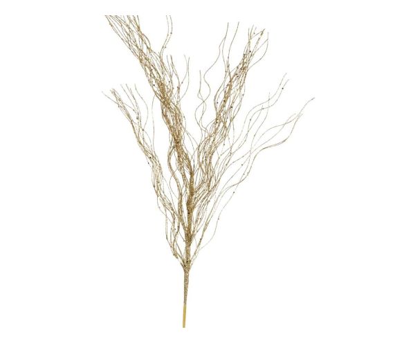 Branche décorative Noël tiges ondulées fines dorées pailletées scintillantes bouquet aérien H83cm