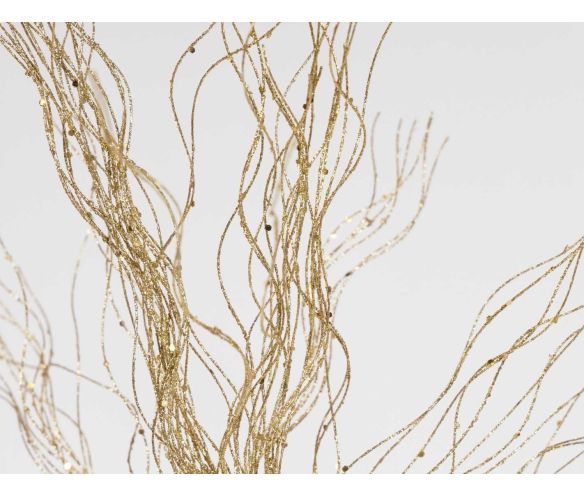 Branche décorative Noël tiges ondulées fines dorées pailletées scintillantes bouquet aérien H83cm
